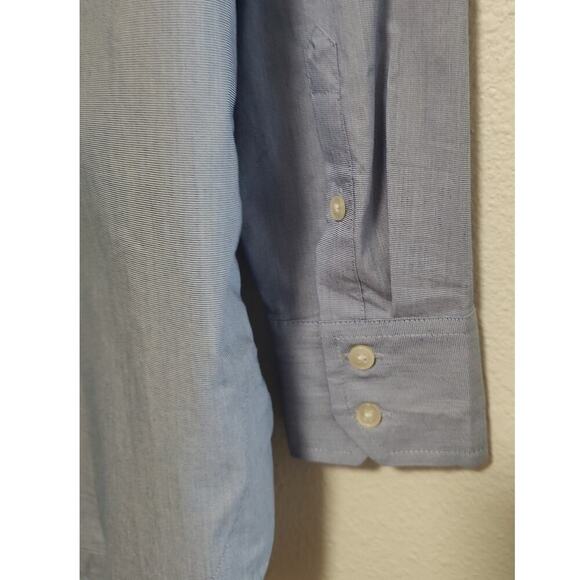 Banana Republic Parker Blue White Micro Check Long Sleeve Tunic Shirt Small - Picture 5 of 13